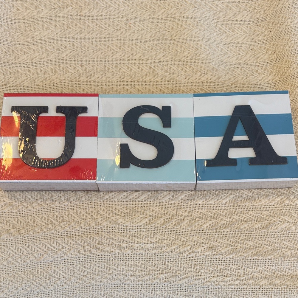 NWT USA Decorative Blocks stripe design still in package
